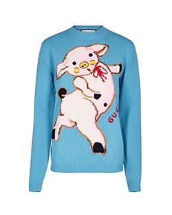 Gucci Pig Sweater, Wool, Blue, 8