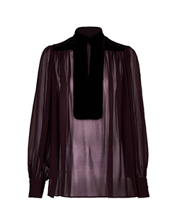 Gucci Velvet Collar Blouse, Silk, Burgundy, UK 10
