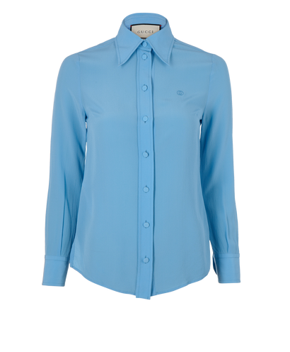Gucci Shirt, &pound;175, Clothing, Blue, Silk, Front view