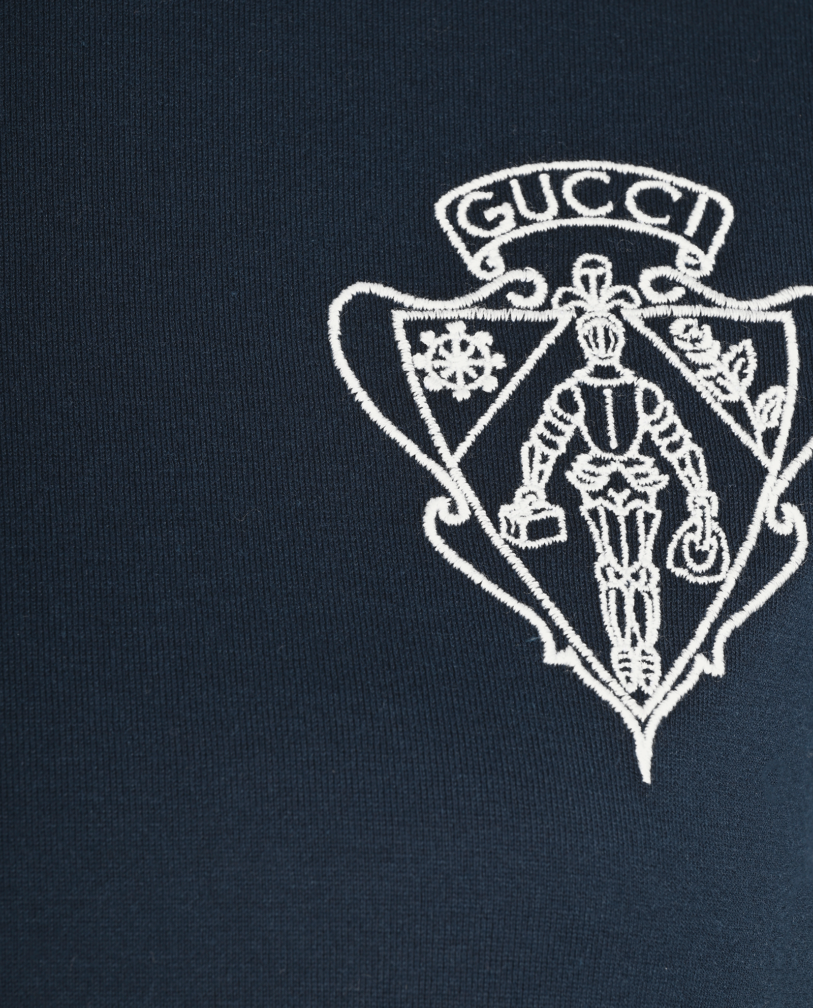 Gucci Knight Logo Embroidered T-Shirt, &pound;150, Clothing, Navy, Cotton, Other view