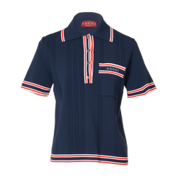 Gucci Polo Shirt, Viscose, Navy, Sz S, 3*