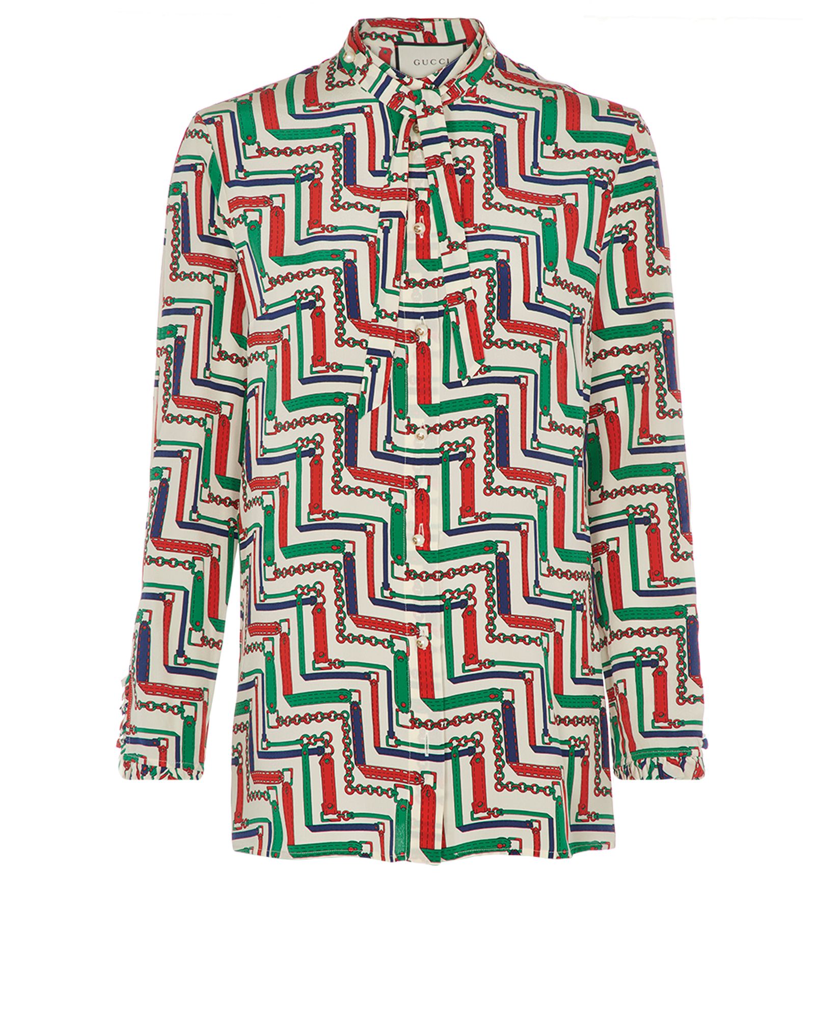 Gucci Inspired Chain Print Tallulah Silky Shirt - FREE DELIVERY UK