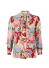 Gucci Ruffled Floral Blouse, &pound;220, Clothing, Red, Silk, Front view