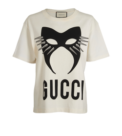 Gucci Cat Mask T-Shirt, Cotton, Cream/Black, Sz XS, 2*