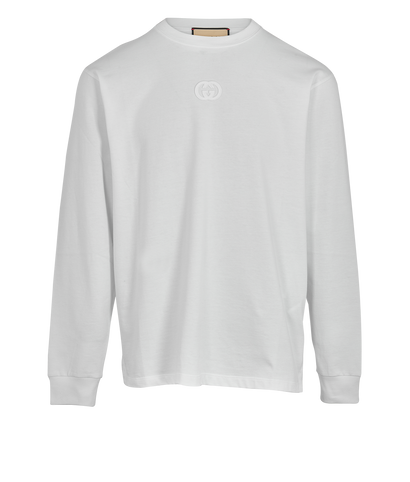 Gucci Interlocking G Long Sleeves T-Shirt, £280, Clothing, White, Cotton, Front view