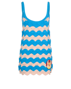Gucci Guccy Badge Crochet Sleeveless Top, Cotton, Blue/Pink, 2*