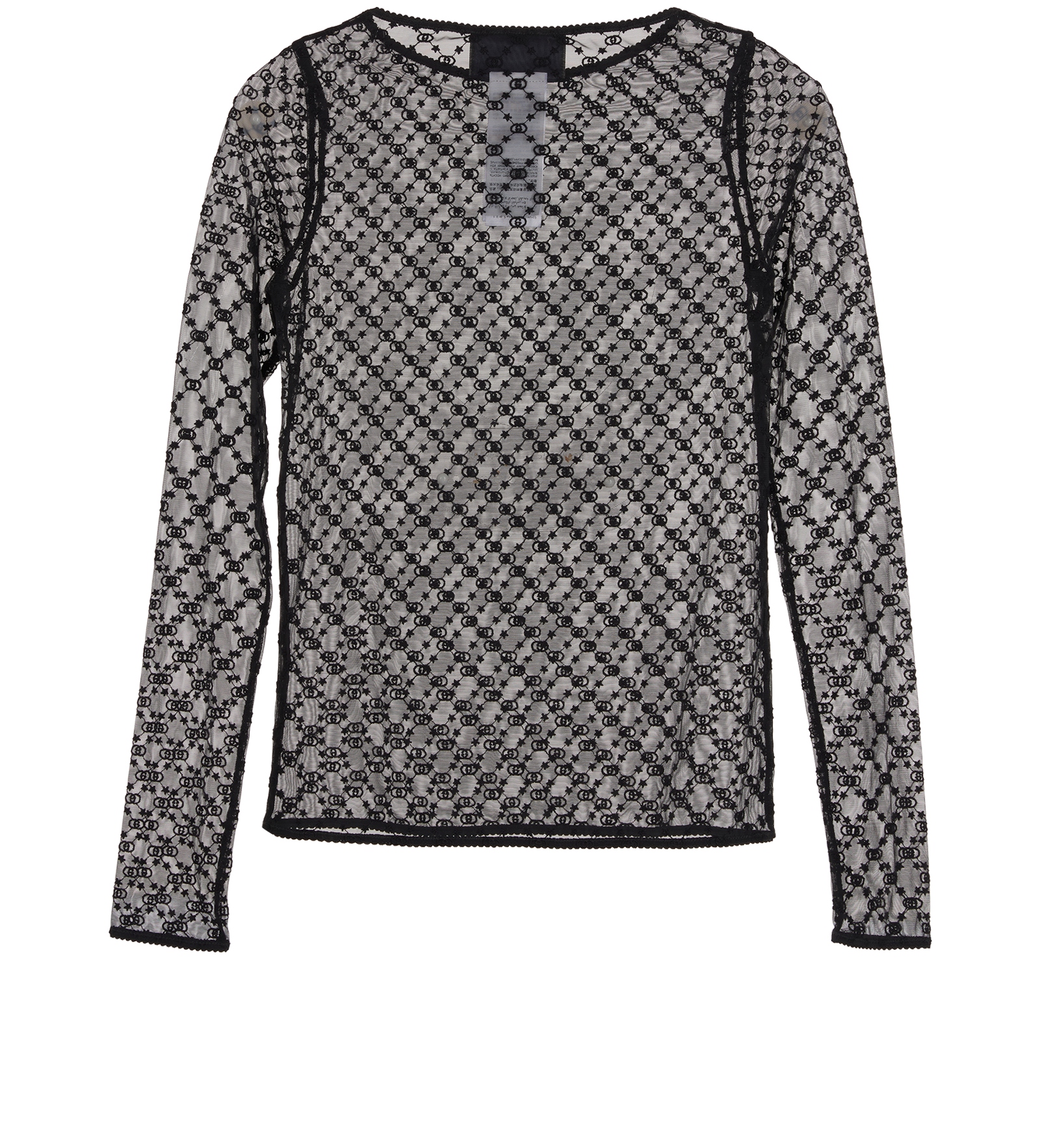 Gucci GG Stars Embroidered Tulle Top, &pound;295, Clothing, Black, Polyester (Polymer), Back view