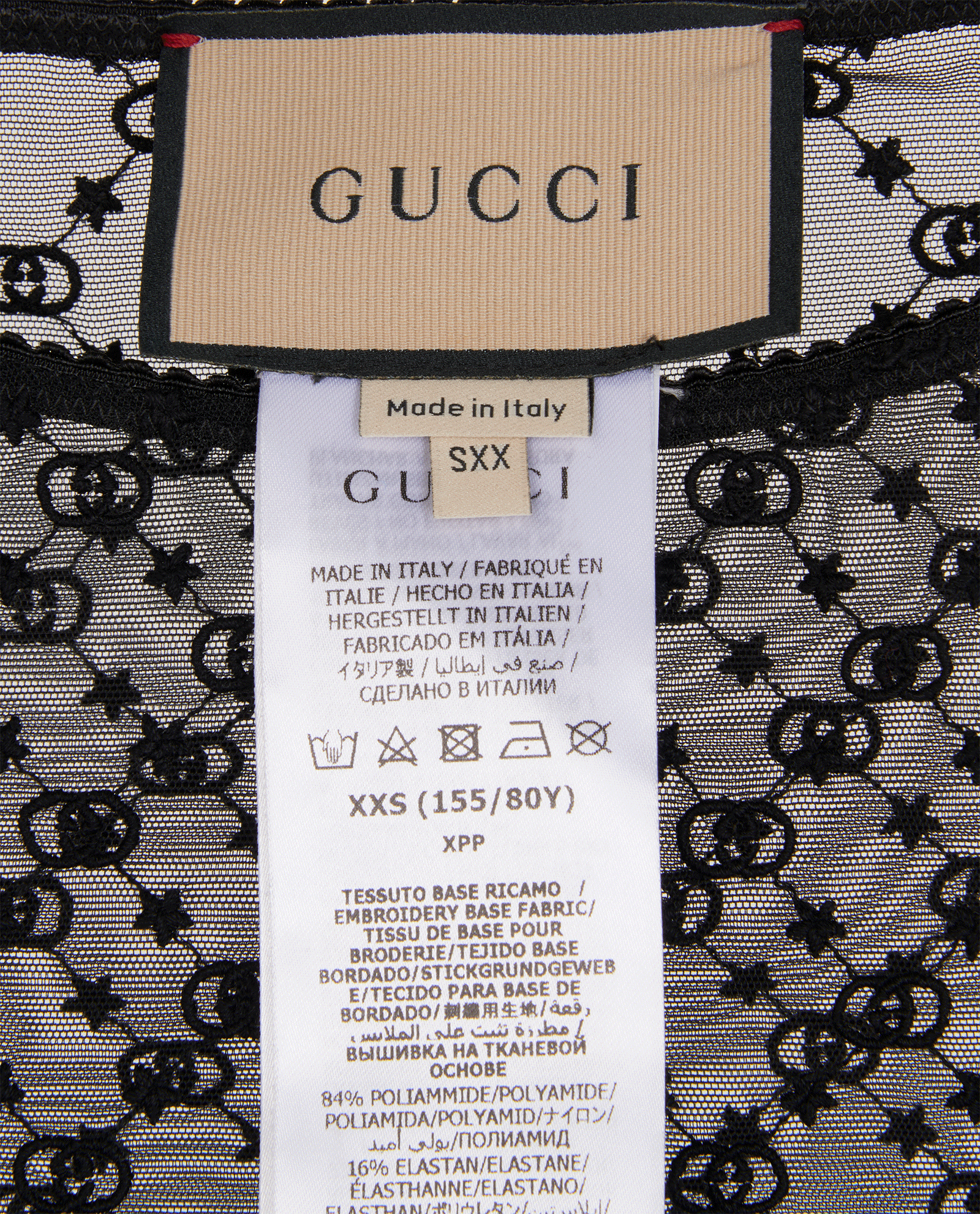 Gucci GG Stars Embroidered Tulle Top, &pound;295, Clothing, Black, Polyester (Polymer), Other view