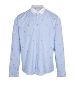 Gucci Flower Embroidered Shirt, Mens, Cotton, Blue, Sz XS, 3*