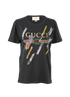 Gucci Oversized Logo & Embellished T-Shirt, £160, Clothing, Black, Cotton, Front view
