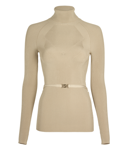 Gucci Belted Ribbed Turtle Neck, front view