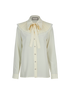 Gucci Crystal Embellished Bow Blouse, &pound;350, Clothing, Cream, Silk, Front view