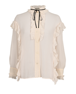 Gucci Ruffle Blouse, Cotton/Silk, White, UK10, 2*