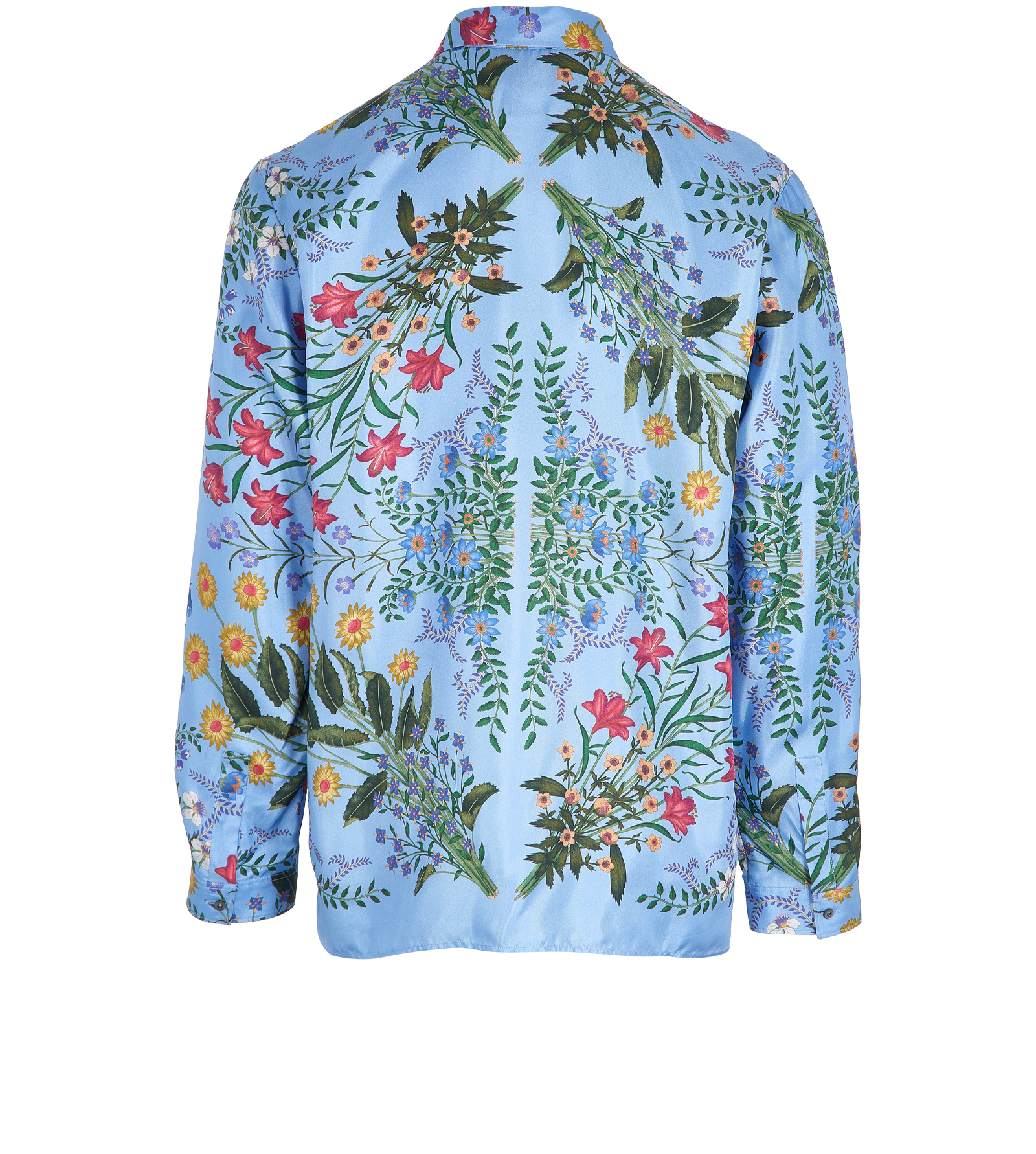 Gucci Floral Print Shirt, &pound;295, Clothing, Blue, Silk, Back view