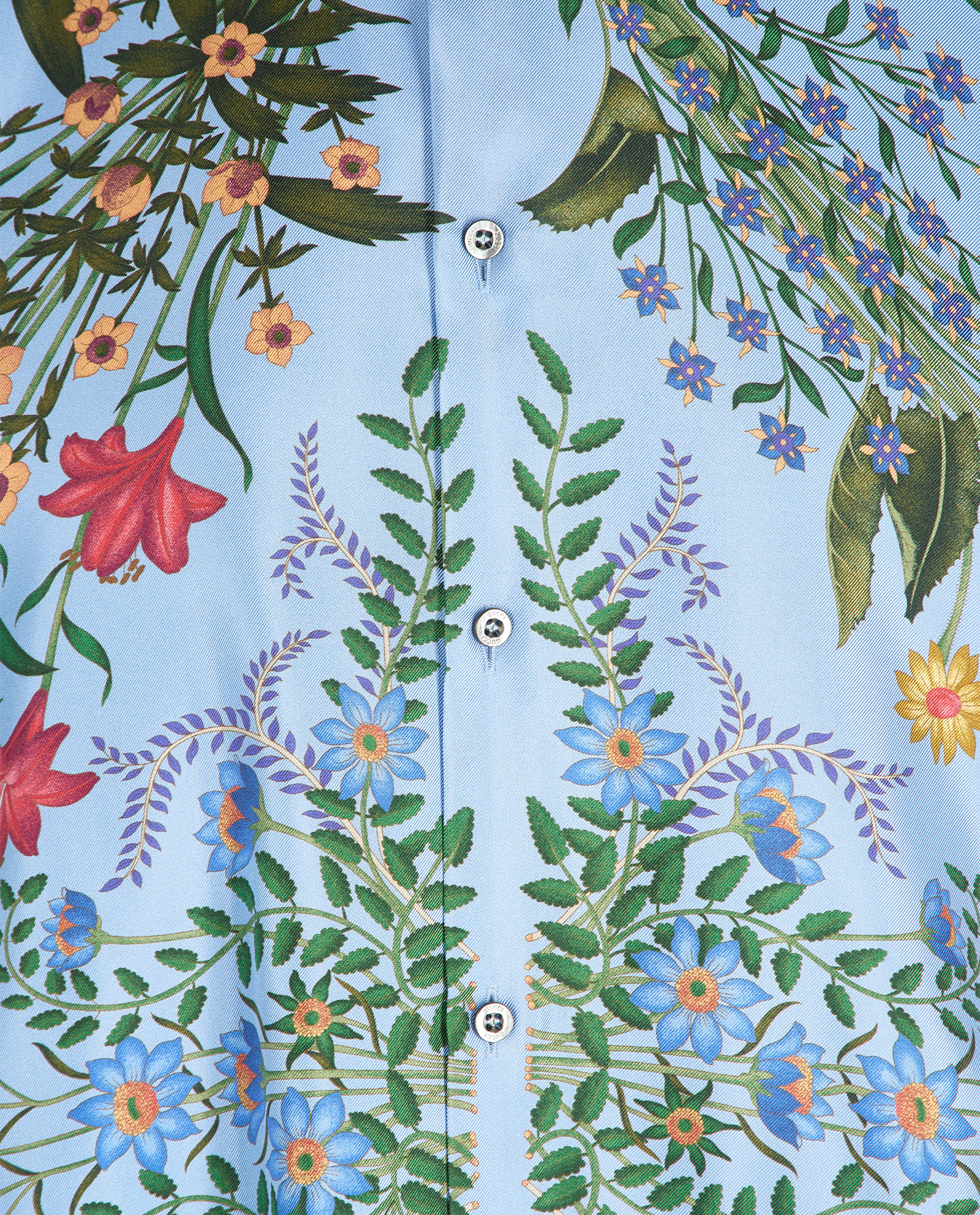Gucci Floral Print Shirt, &pound;295, Clothing, Blue, Silk, Other view