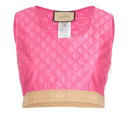 Gucci GG Embroidered Cropped Top, £230, Clothing, Pink, Silk, Front view