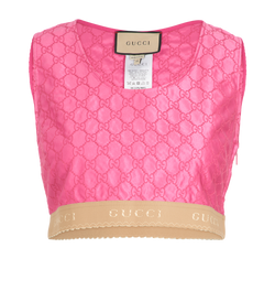 Gucci GG Embroidered Cropped Top, Silk, Pink, UK 12, 3*