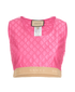 Gucci GG Embroidered Cropped Top, £230, Clothing, Pink, Silk, Front view