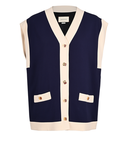 Gucci Oversized Vest, £220, Clothing, Blue, Viscose, Front view