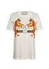 Gucci Dueling Tiger Print T-Shirt, &pound;120, Clothing, White, Cotton, Front view
