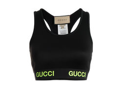 Gucci Logo Print Crop Top - Sz XXS, Cotton/Poly, Black, 3*