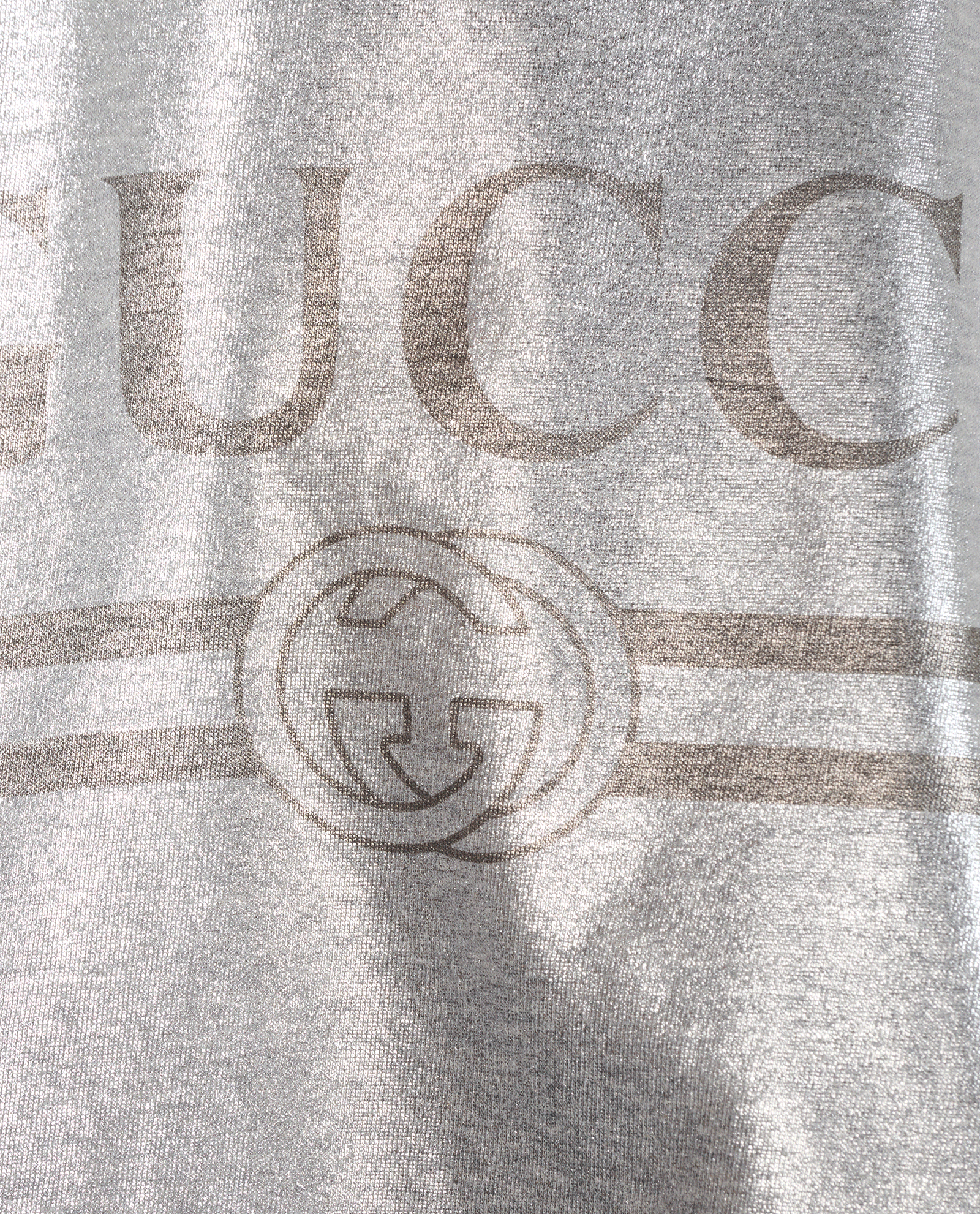 Gucci Logo Laminated T-Shirt, &pound;160, Clothing, Silver, Cotton, Other view