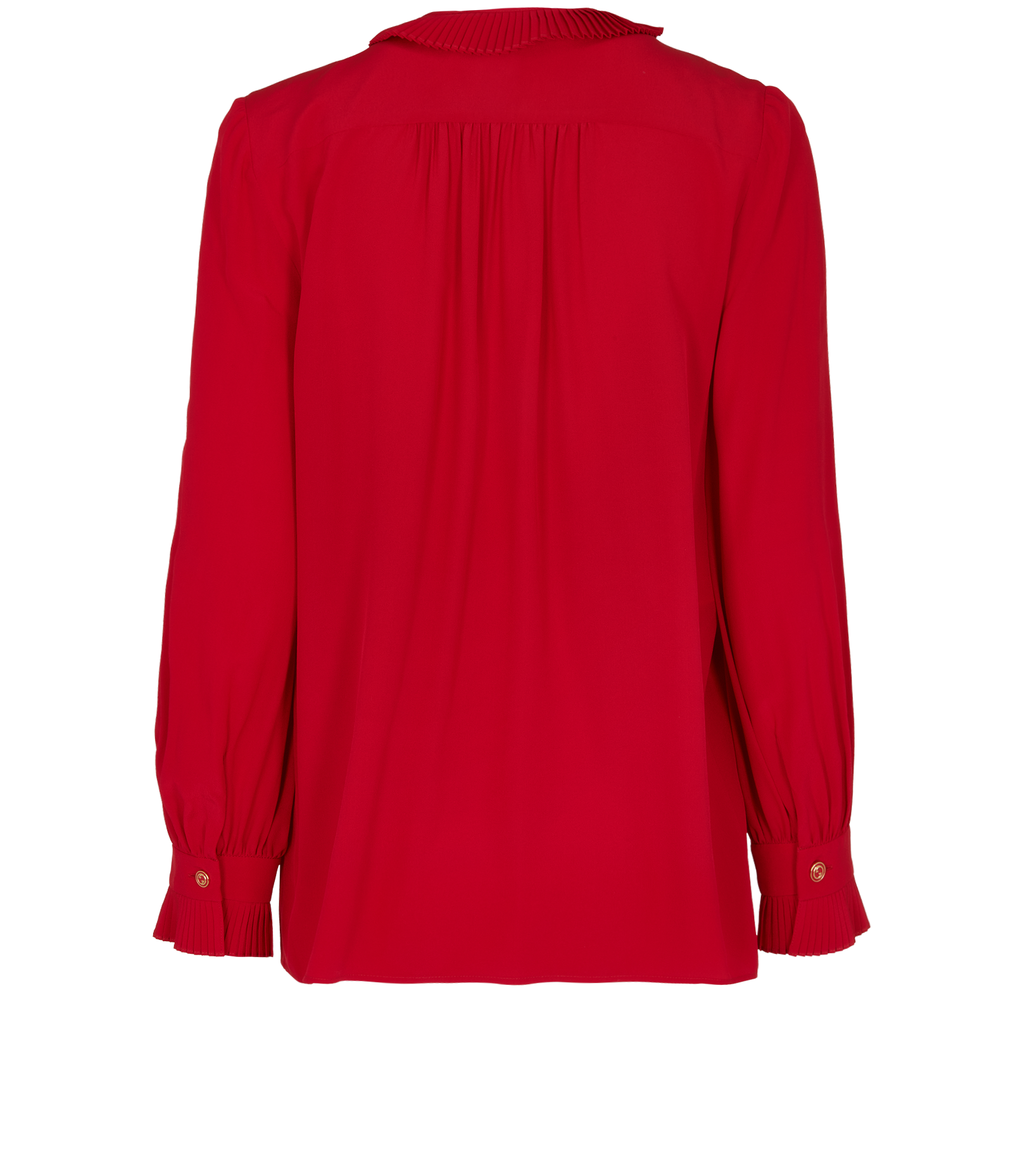 Gucci Frill GG Buttoned Blouse, &pound;220, Clothing, Red, Silk, Back view