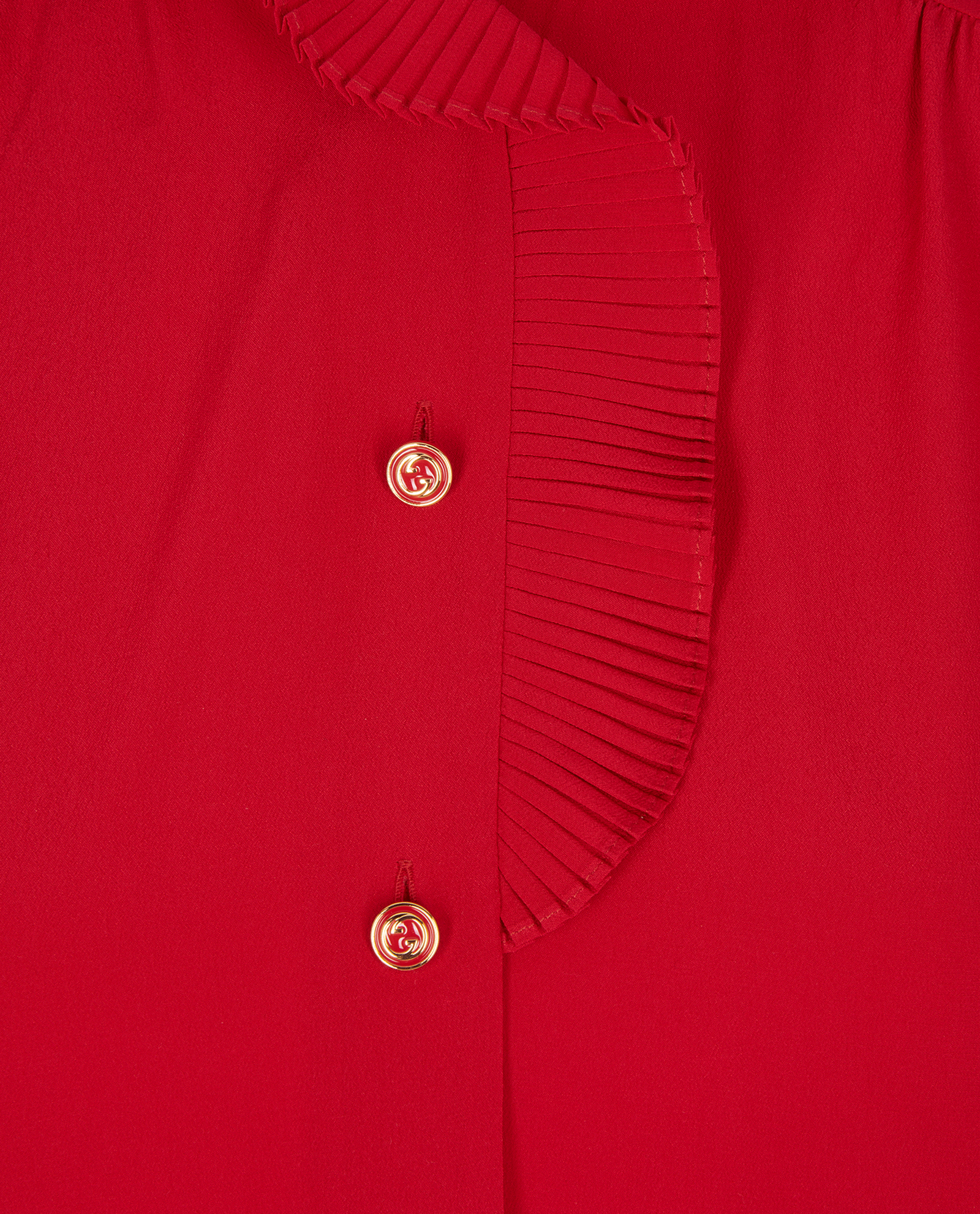 Gucci Frill GG Buttoned Blouse, &pound;220, Clothing, Red, Silk, Other view