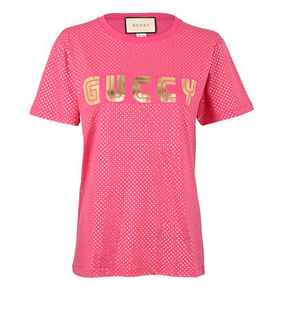 Gucci Logo & Star T-Shirt, £120, Clothing, Pink, Cotton, Front view