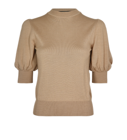 Gucci Short Sleeve Knit Top, Wool, Beige, Sz S, 3*