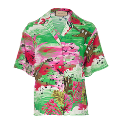 Gucci Hawaii Love Parade Shirt, Viscose, Multi, Sz 4, 3*
