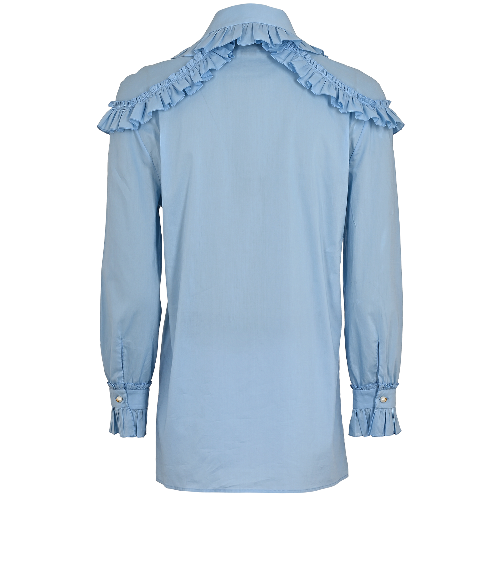 Gucci Ruffle Shirt, &pound;195, Clothing, Blue, Cotton, Back view