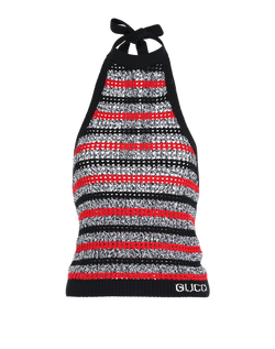 Gucci Halter Top, Cotton, Black/Red, Sz S, 2*