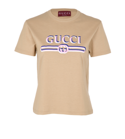 Gucci Logo T-Shirt, Cotton, Beige/Blue/Pink, Sz M, 3*