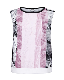 Helmut Lang Sleeveless Top, Polyester, Pink Printed, UK M