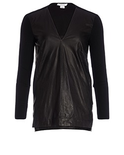 Helmut Lang Leather Panel Top, Leather/Wool, Black, UK S