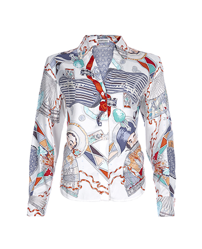 Hermes Printed Shirt, &pound;550, Clothing, Blue/Red/White, Silk, Front view