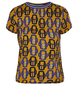 Hermes Belt Buckle T Shirt, Cotton, Orange/Blue, 10, 3