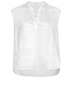 Hermes Sleeveless Shirt, Cotton, White, UK 10, 4*