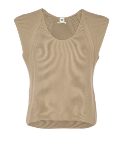 Hermes Cropped Vest Top, Viscose/Cotton, Beige, UK6, 2*