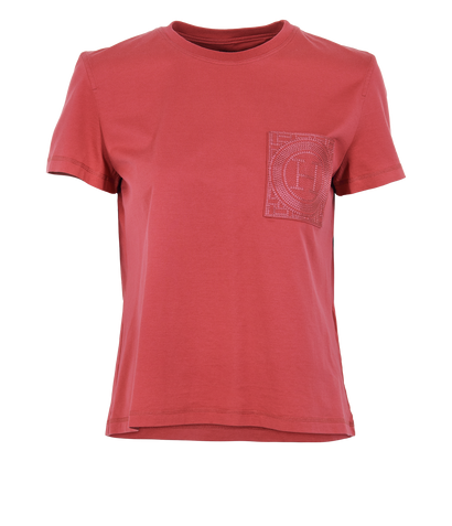 Hermes Embroidered Pocket T-Shirt, &pound;195, Clothing, Pink, Cotton, Front view