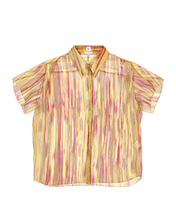 Hermes Patterned Blouse, Chiffon/Silk, Pink/Yellow, UK12, 3*