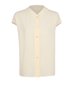 Hermes V-Neck Shirt, Silk, Cream, UK6, 2*