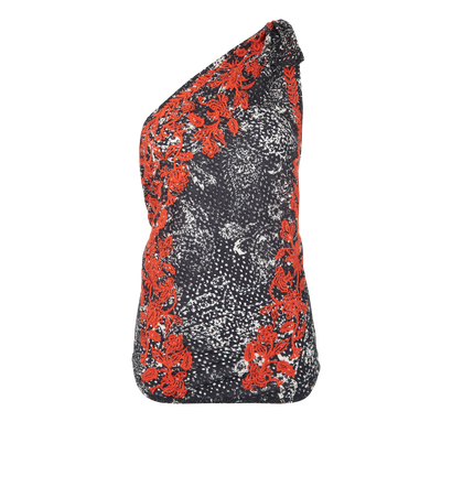Isabel Marant One Shoulder Top, £50, Clothing, Black/Red/White, Cotton, Front view
