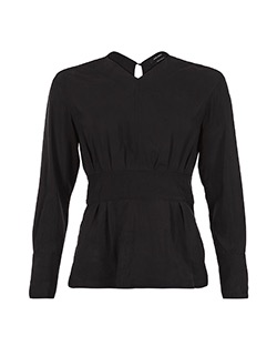 Isabel Marant Long Sleeve Pleat Top, Silk, Black, UK 8