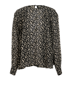 Isabel Marant Metallic Leaf Print Blouse, Silk/Lurex, Black, UK 14, 3*
