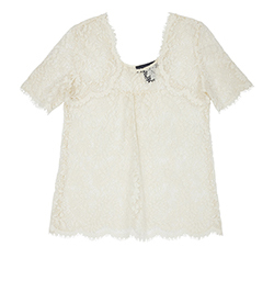 Isabel Marant Lace Short Sleeve Top, Cotton/Polyester, Off White, 8, 3*