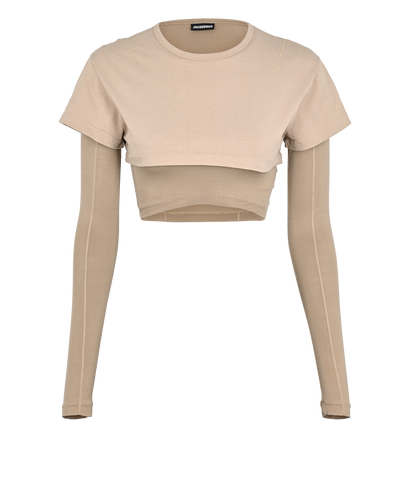 Jacquemus Layered Cropped Top, £60, Clothing, Beige, Cotton, Front view