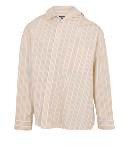 Jacquemus La Cuadro Men's Shirt, &pound;295, Clothing, Beige/White, Cotton, Front view