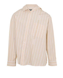 Jacquemus La Cuadro Men's Shirt, Cotton, Beige/White, Sz S, 3*